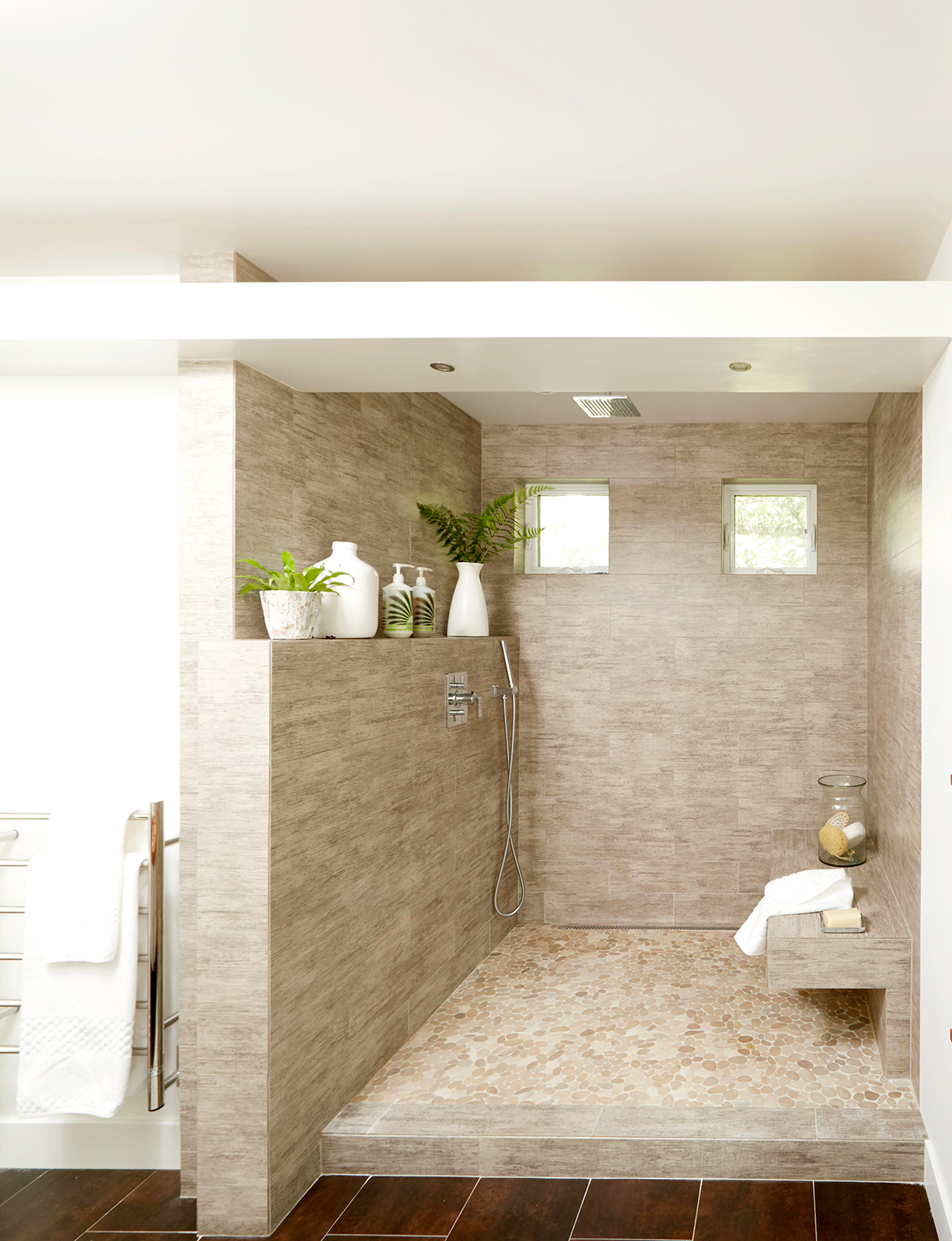 Large tiled shower room