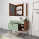 Green color floor mounted bathroom cabinet with LED mirror 2040