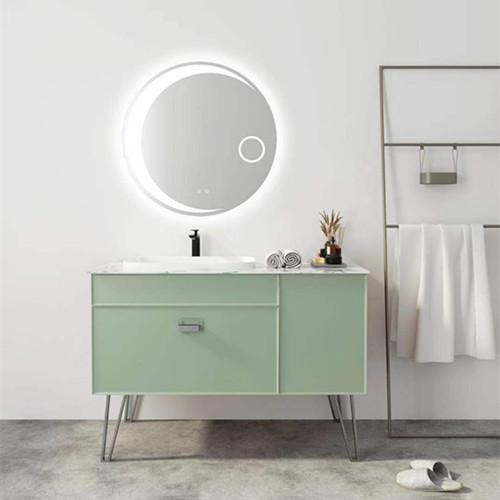 Green color floor mounted bathroom cabinet with LED mirror 2040