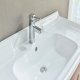 Oak wood wall hung bathroom cabinet vanity with ceramic basin (1077)