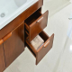 Oak wood wall hung bathroom cabinet vanity with ceramic basin (1077)