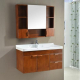 Oak wood wall hung bathroom cabinet vanity with ceramic basin (1077)